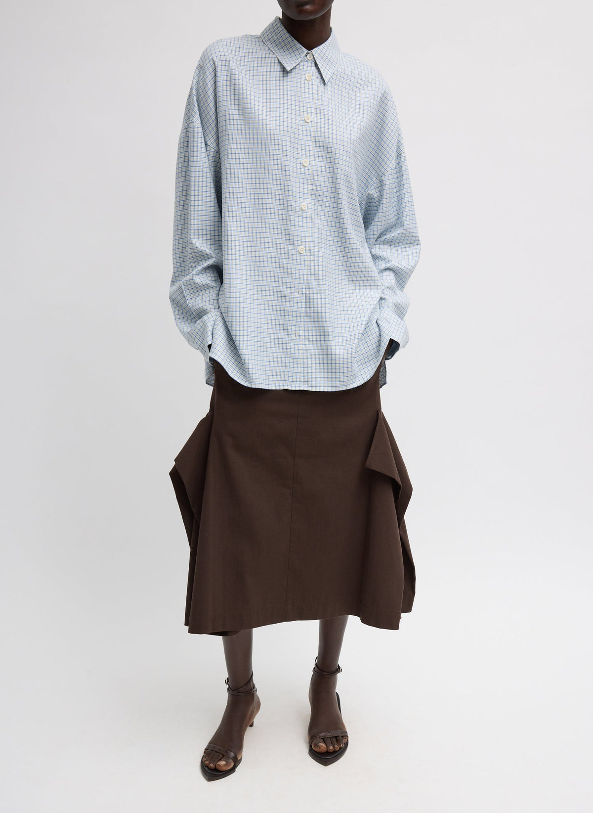 Tibi Luxe Spring Twill Tucked Pleat Skirt