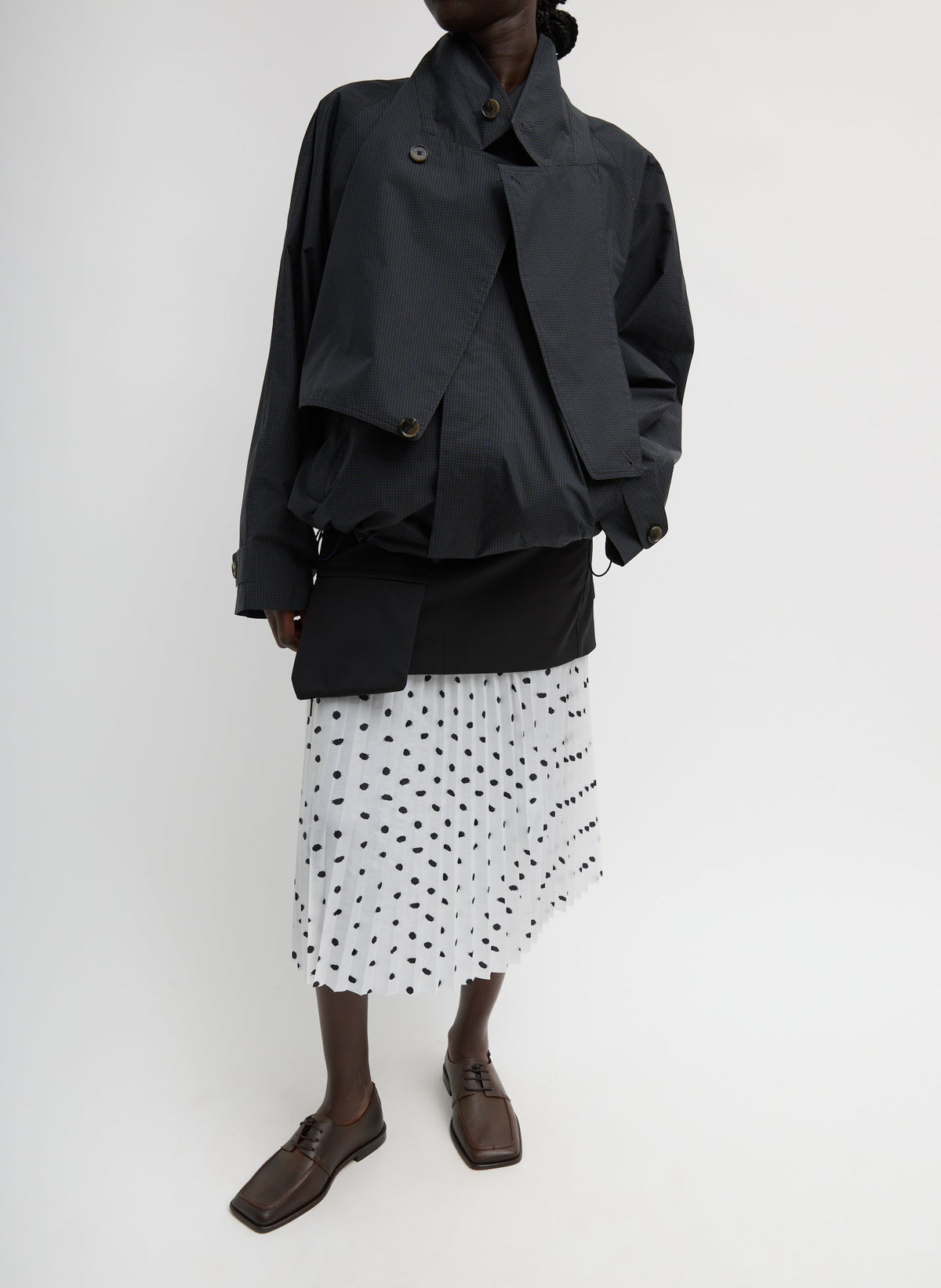 Tibi Scribble Dot Print Pull On Pleated Skirt