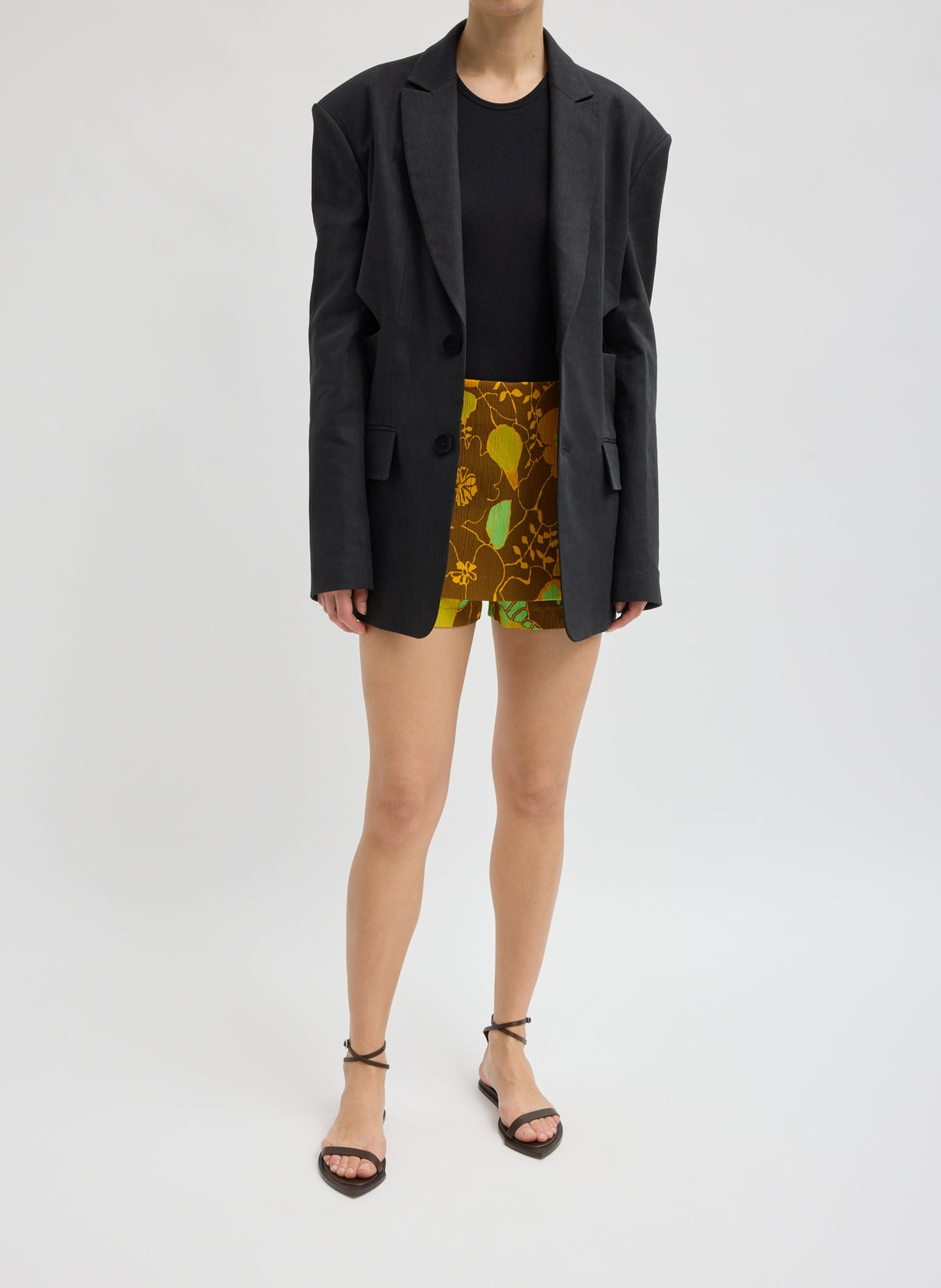 Tibi Stretch Linen Viscose Side Cut Blazer