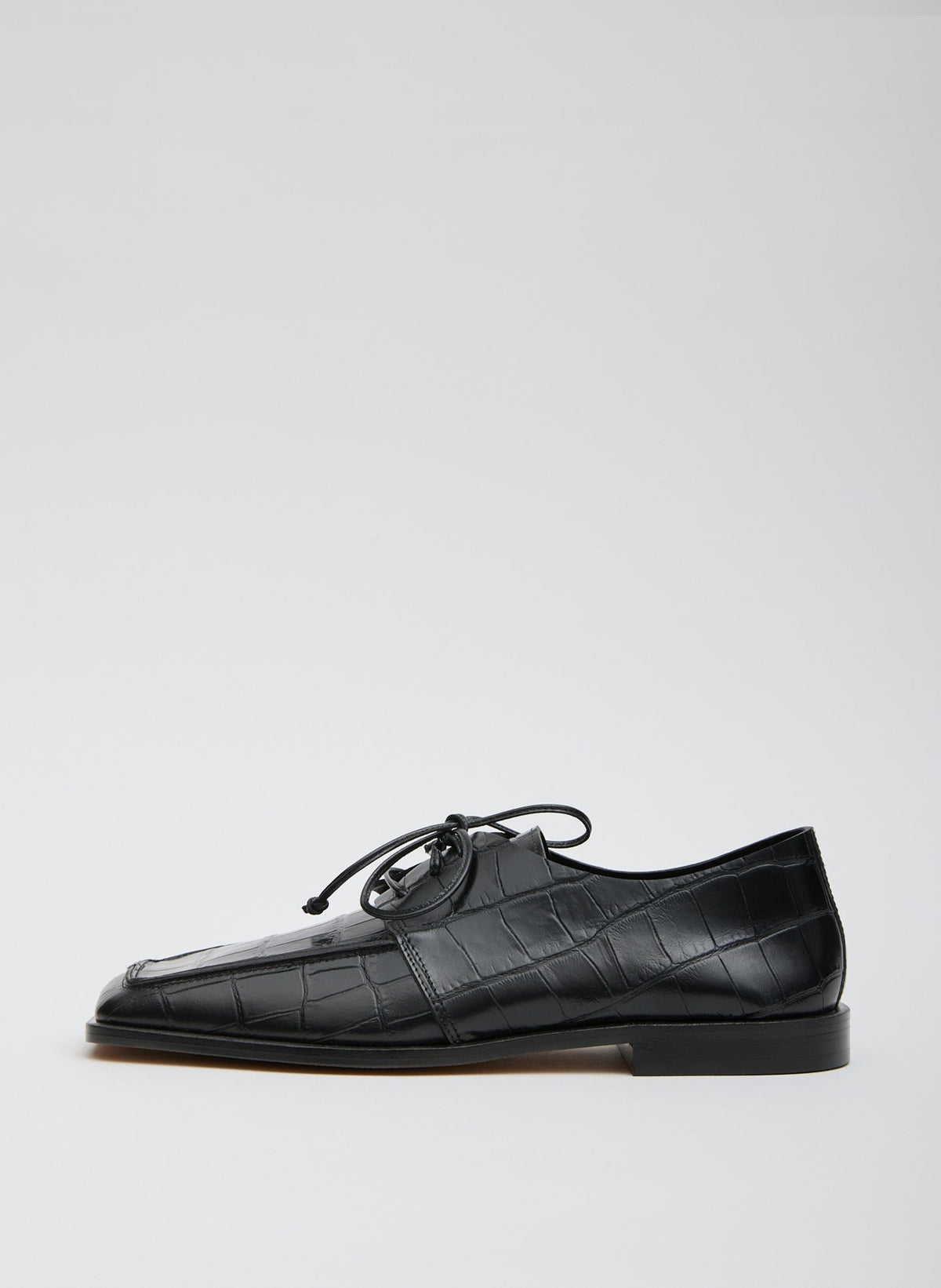 Tibi Brody Square Toe Loafer Crocodile Embossed