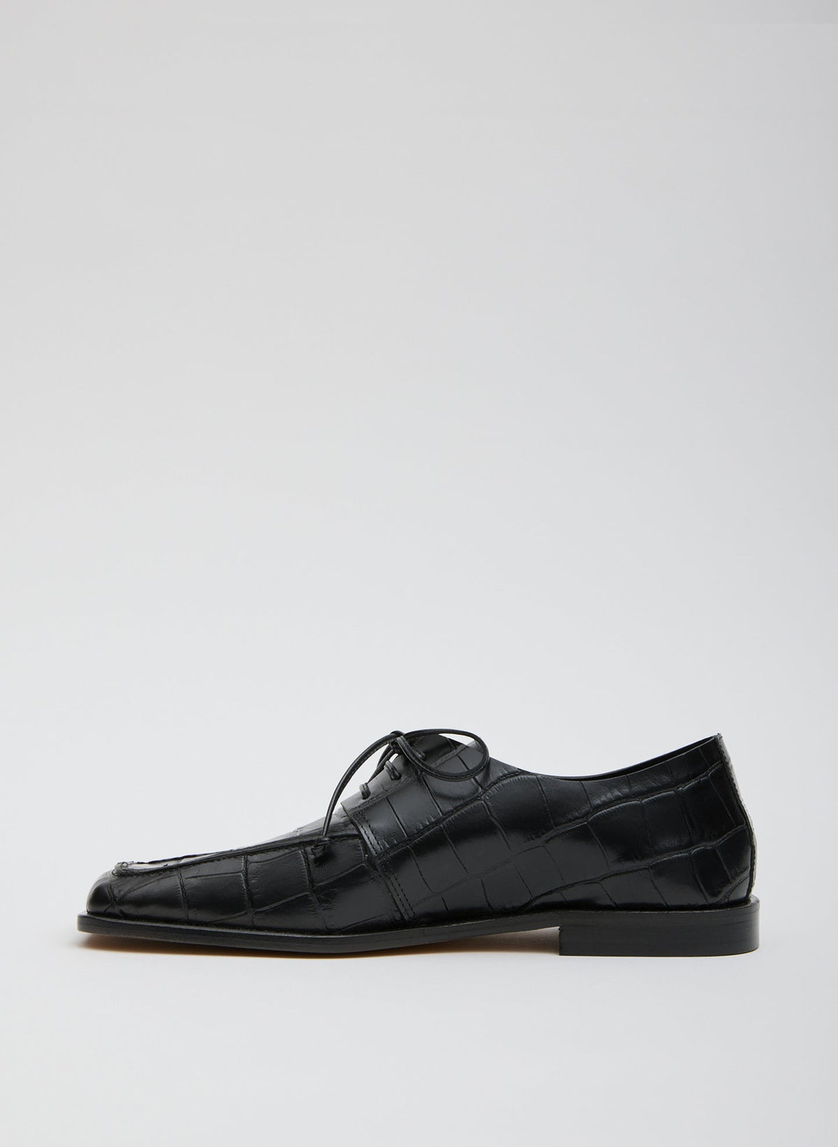 Tibi Brody Square Toe Loafer Crocodile Embossed
