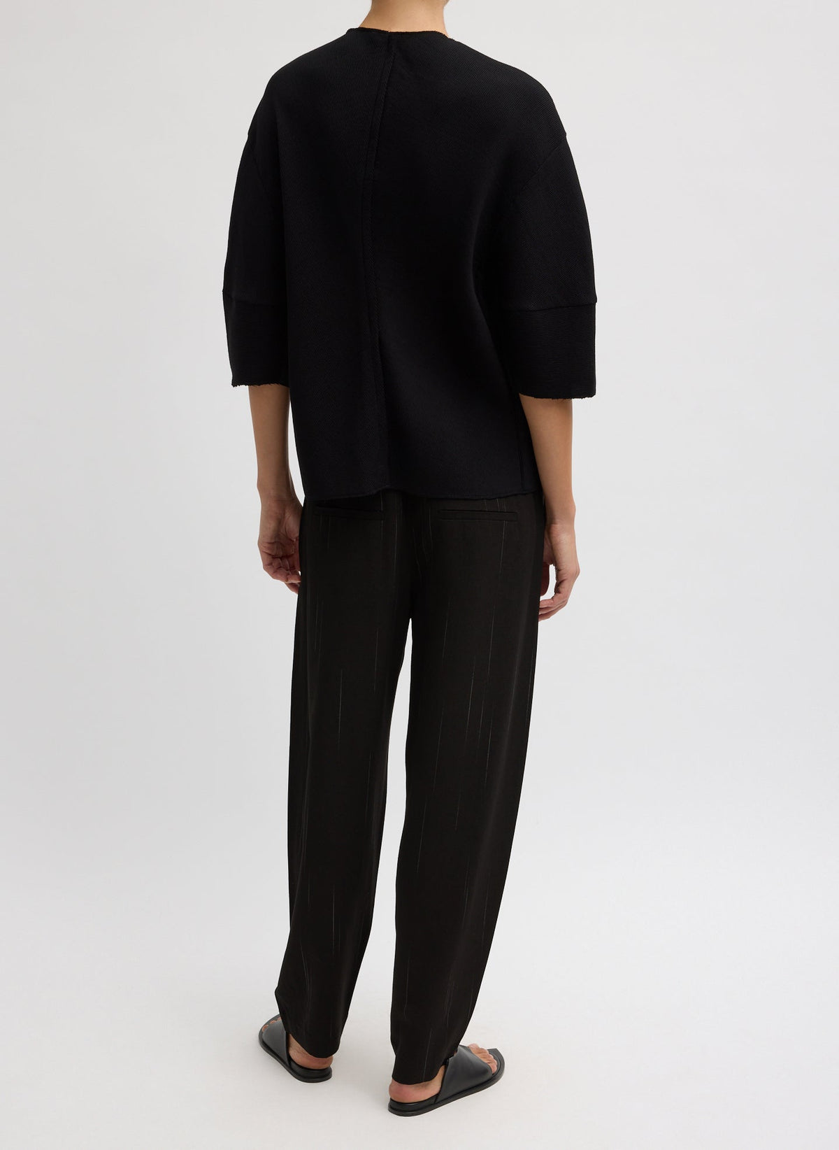 Tibi Viscose Plisse Hinged Short Sleeve Top