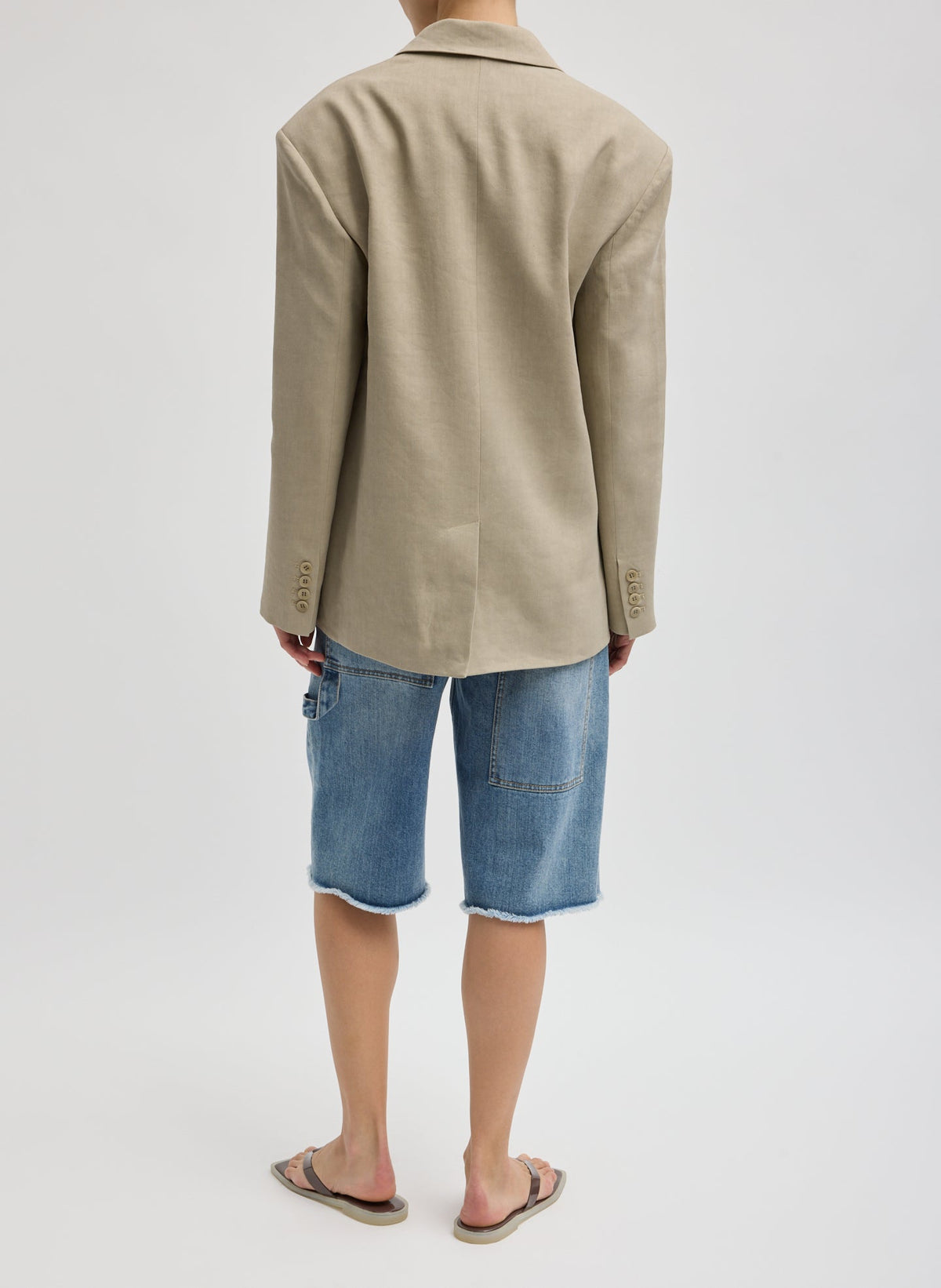 Tibi Stretch Linen Viscose Side Cut Blazer