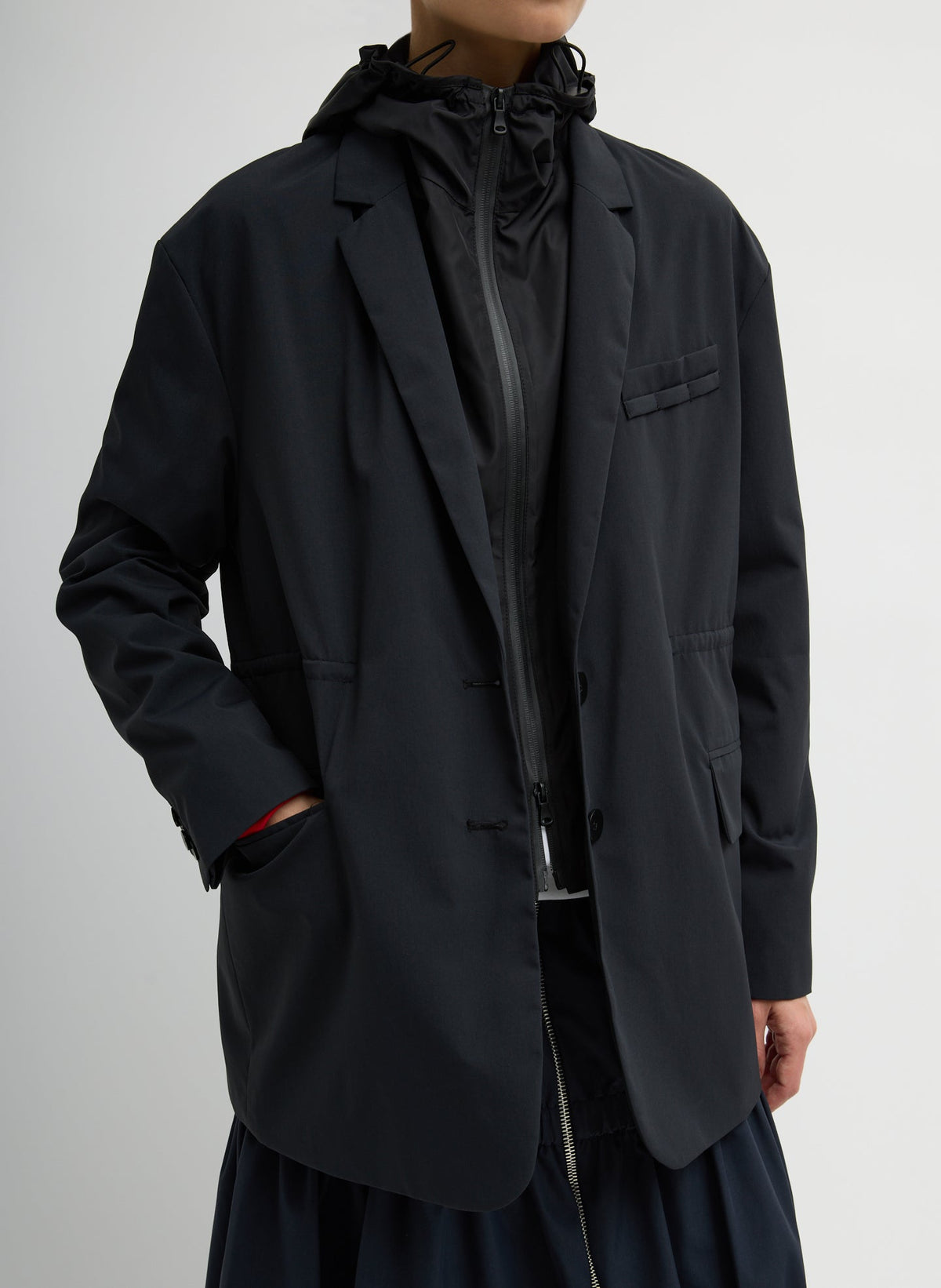 Tibi Tech Suiting Anorak Blazer With Zip Off Vest