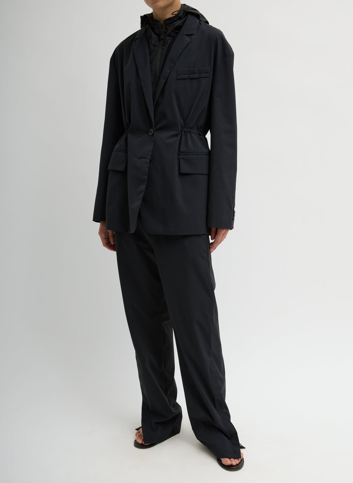 Tibi Tech Suiting Anorak Blazer With Zip Off Vest