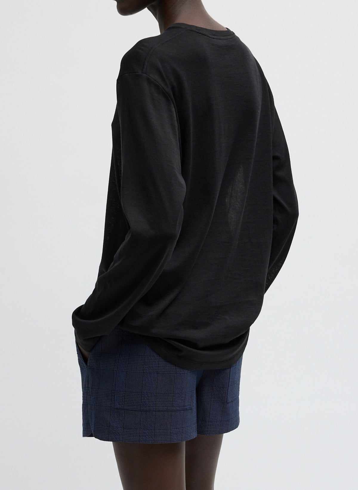 Tibi Sheer Crepe Knit Crewneck Unisex Long Sleeve T-Shirt