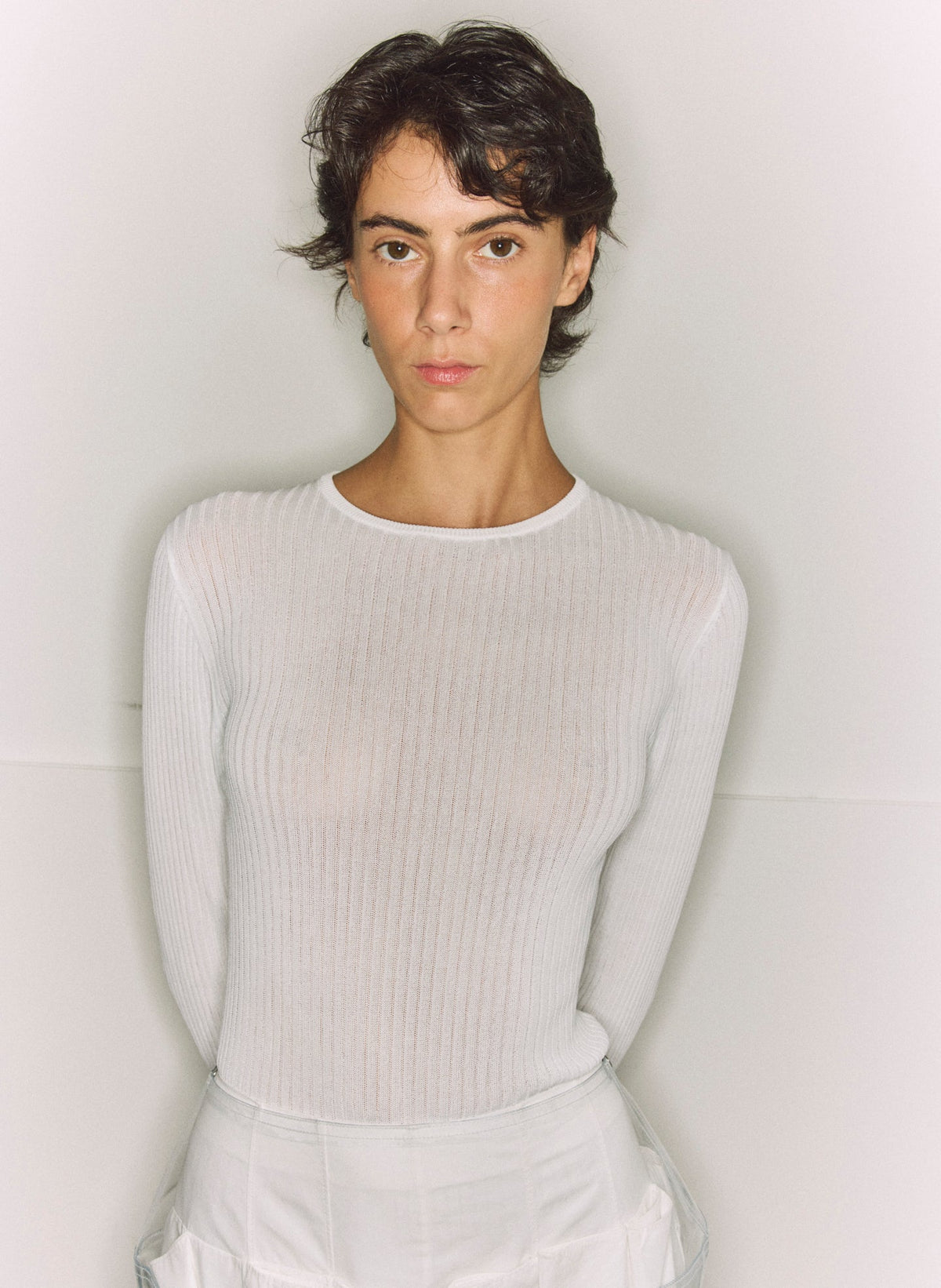 Tibi Ribbed Sweater Crewneck Pullover