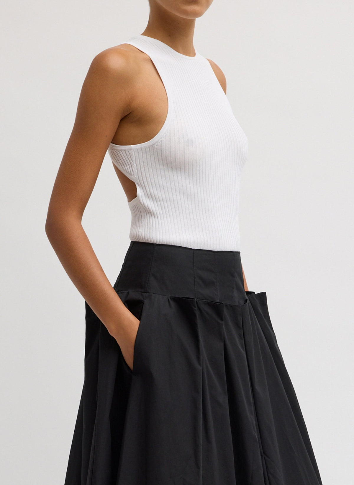 Tibi Ribbed Sweater Cut Out Tank