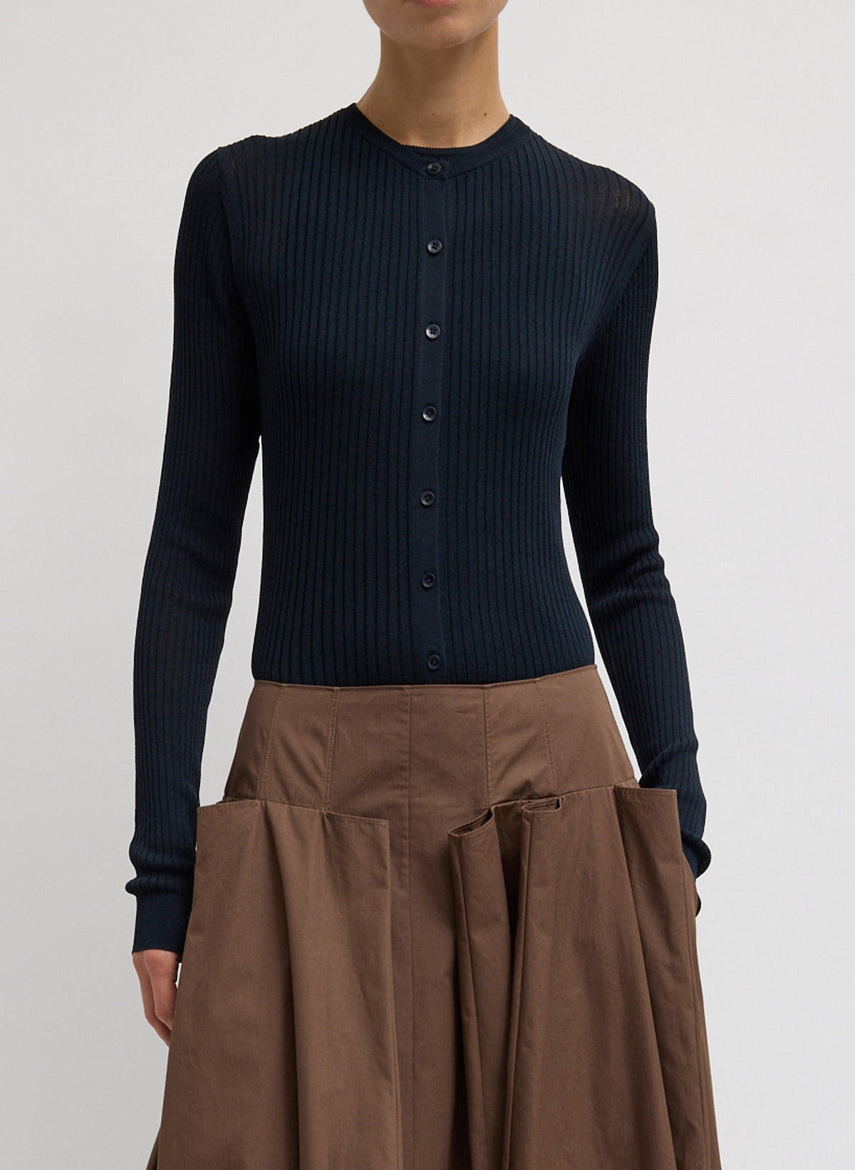 Tibi Ribbed Sweater Slim Cardigan