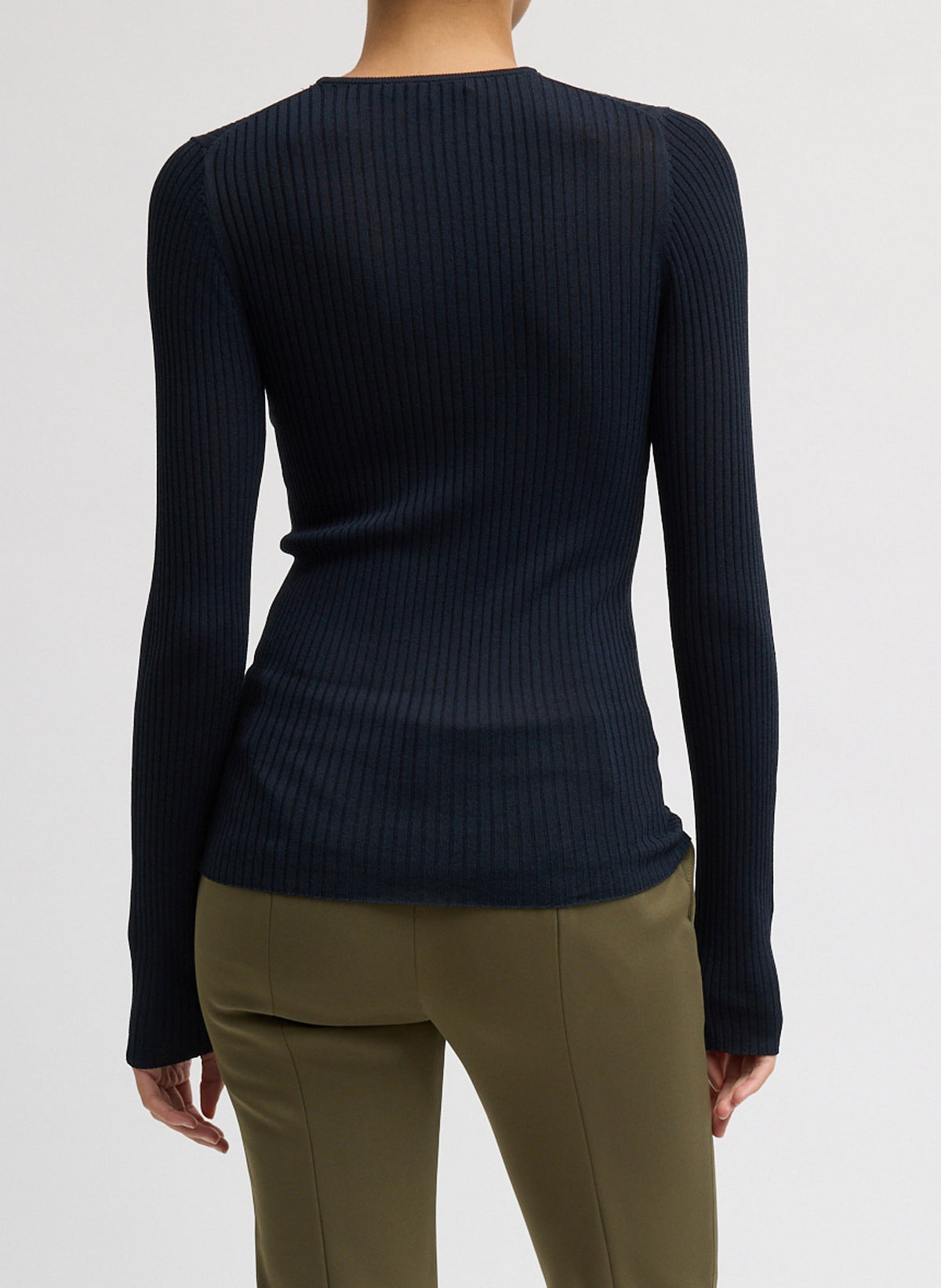 Tibi Ribbed Sweater Crewneck Pullover