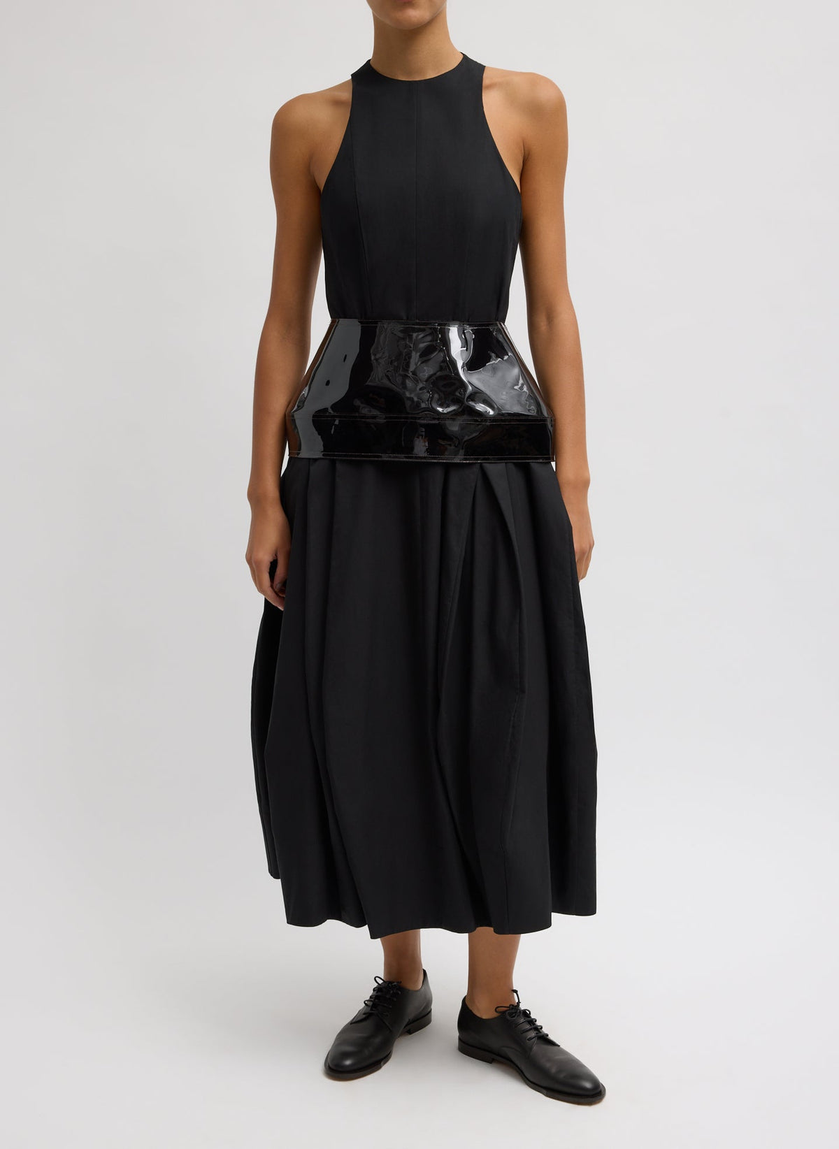 Tibi Compact Eco Poplin Pinched Pleat Dress