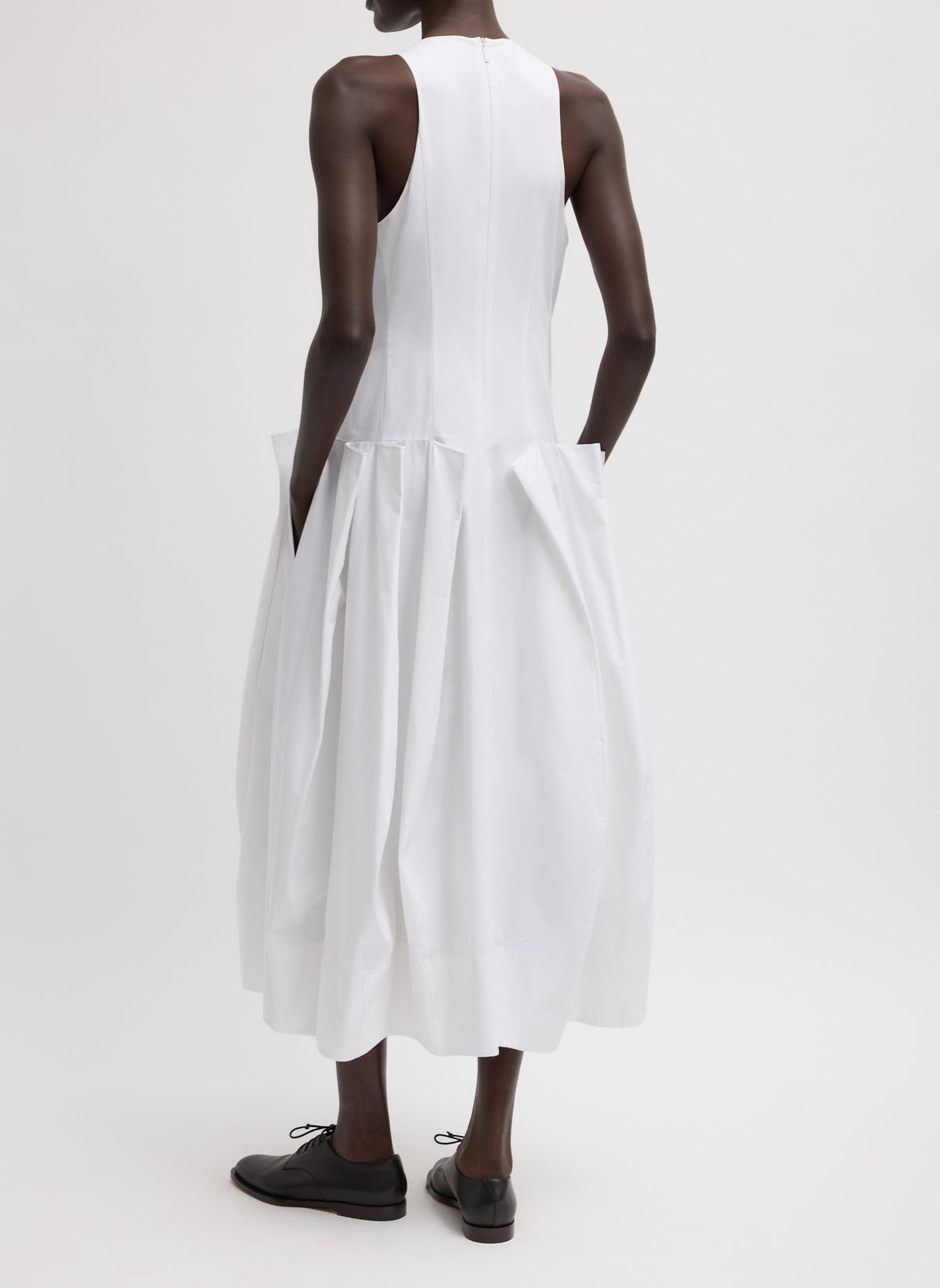 Tibi Compact Eco Poplin Pinched Pleat Dress