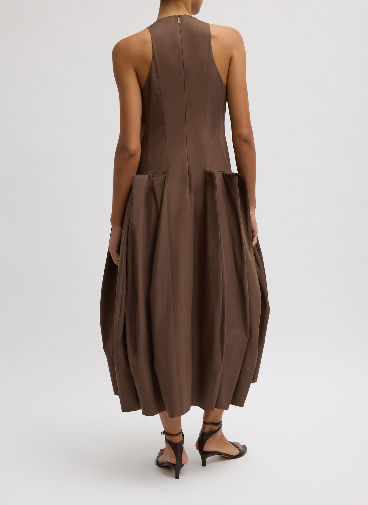 Tibi Compact Eco Poplin Pinched Pleat Dress