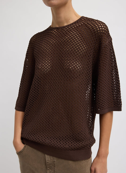 Tibi Crochet Netting Oversized Easy T-Shirt