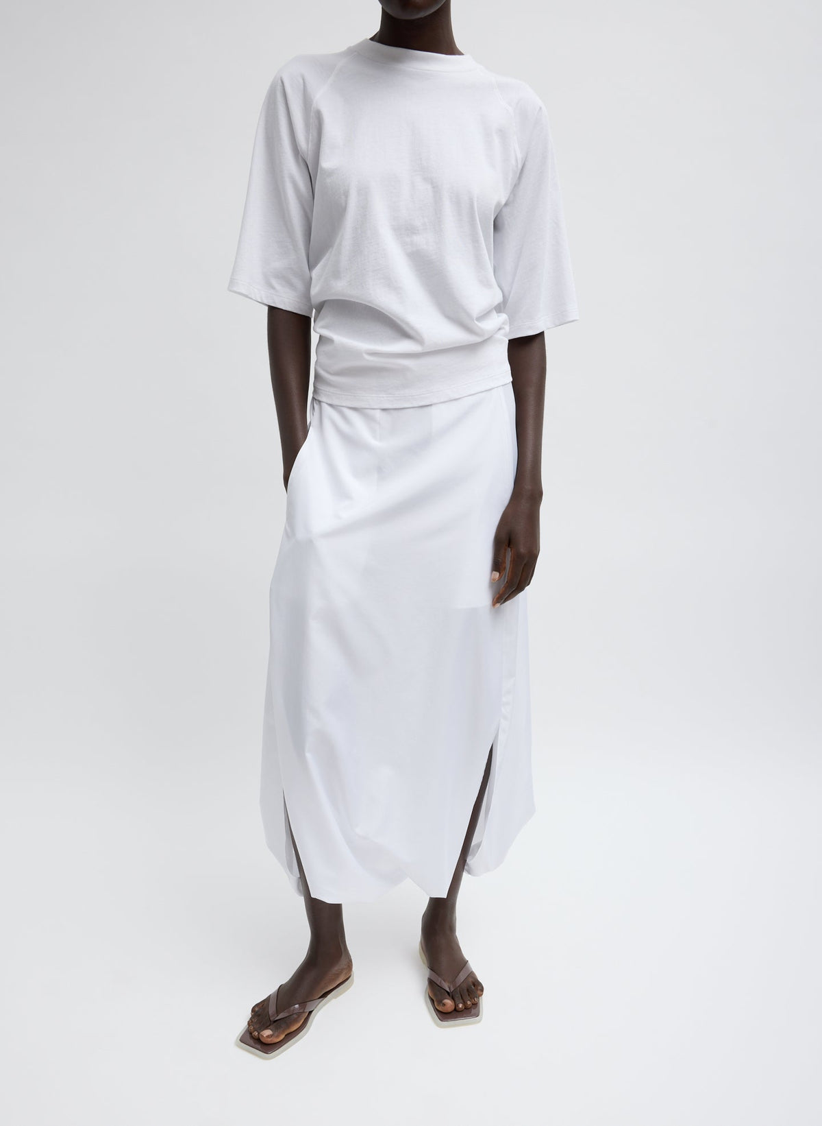 Tibi Short Sleeve T-Shirt With Shirred Back