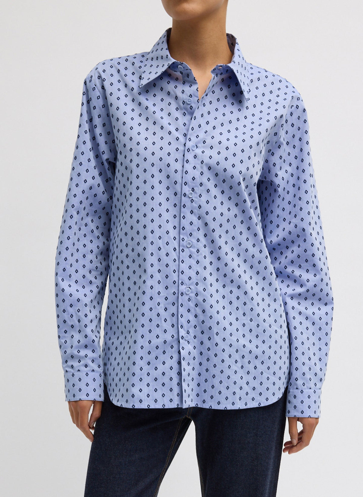 Tibi Flocked Oxford Classic Men's Shirt