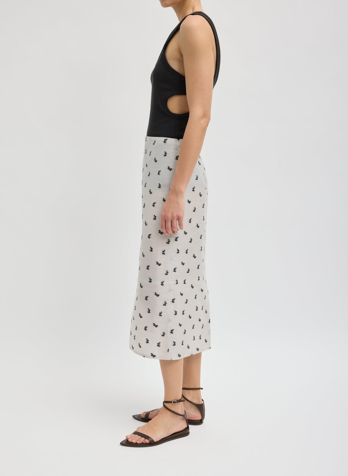Tibi Silk Gazar Jacquard Pencil Skirt
