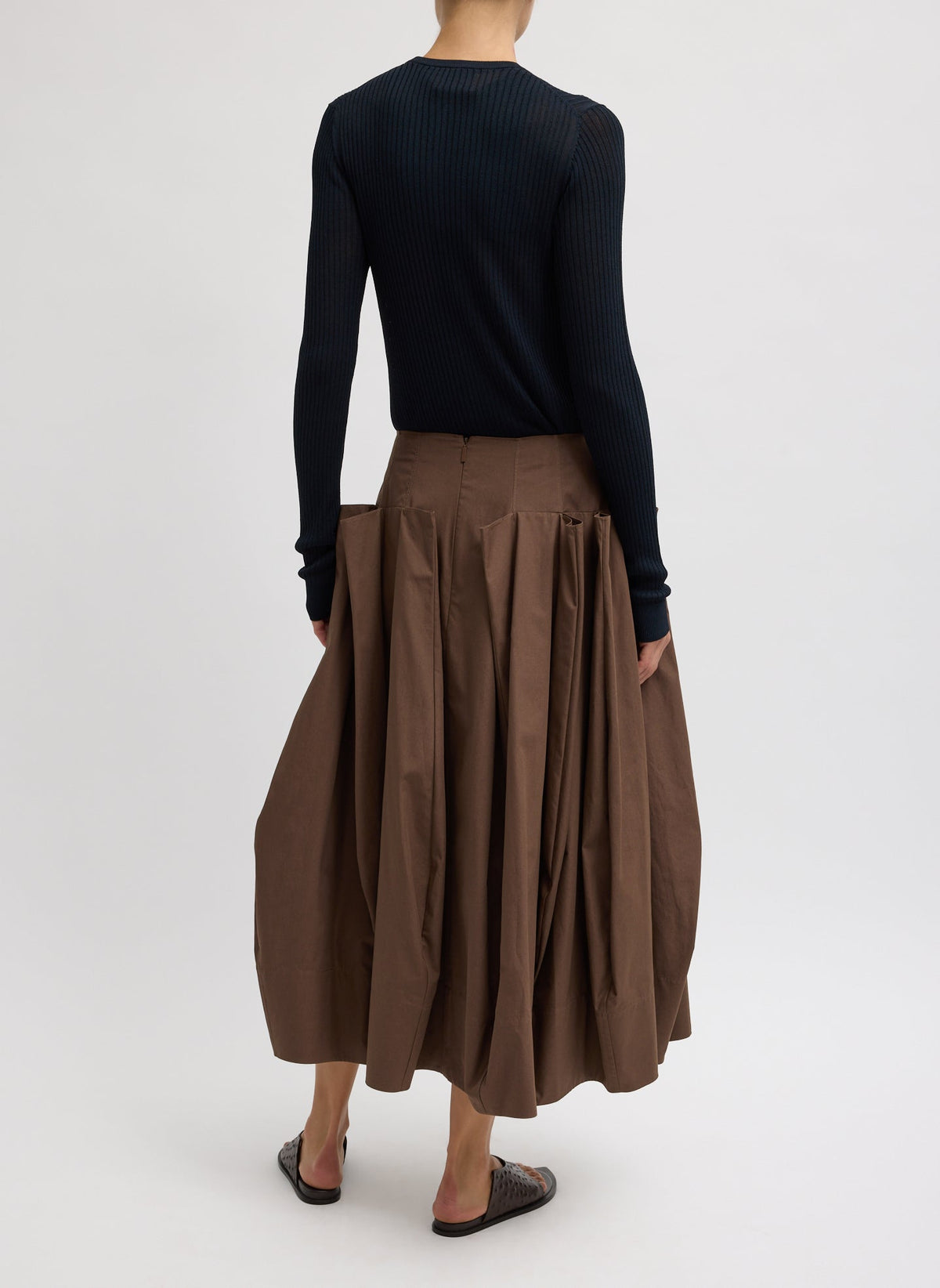 Tibi Compact Eco Poplin Pinched Pleat Full Skirt