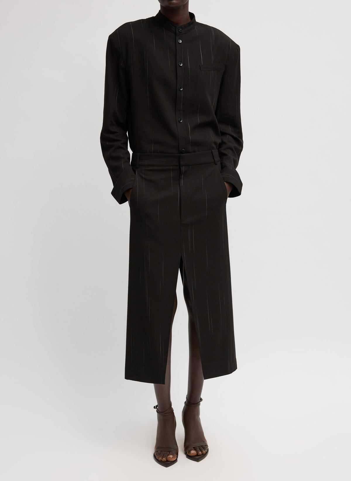 Tibi Viscose Suiting Midi Trouser Skirt