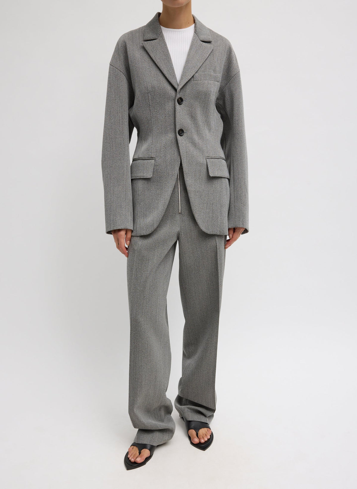Tibi Structured Wool Zip Front Trouser