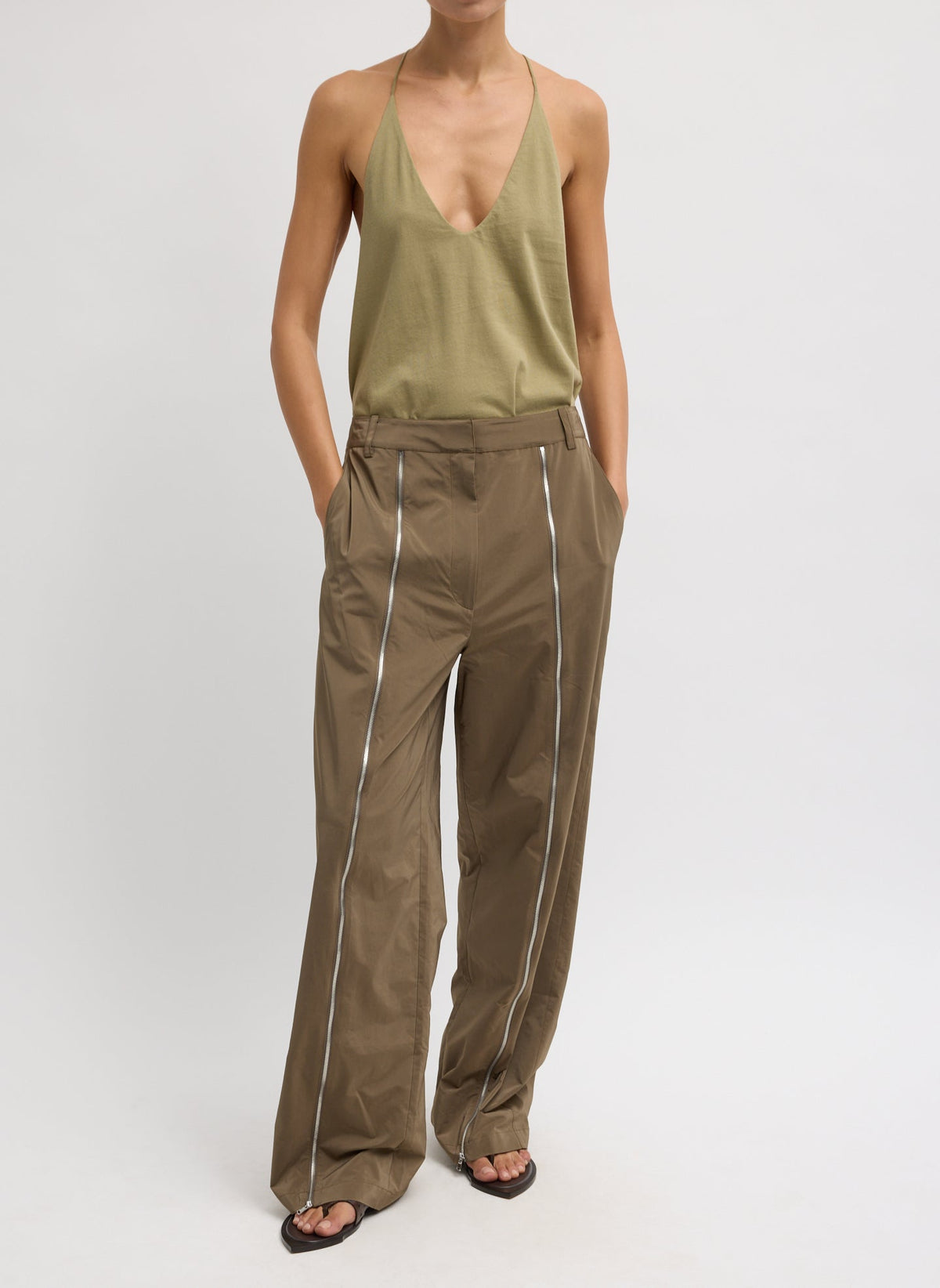 Tibi Nylon Zipper Trouser