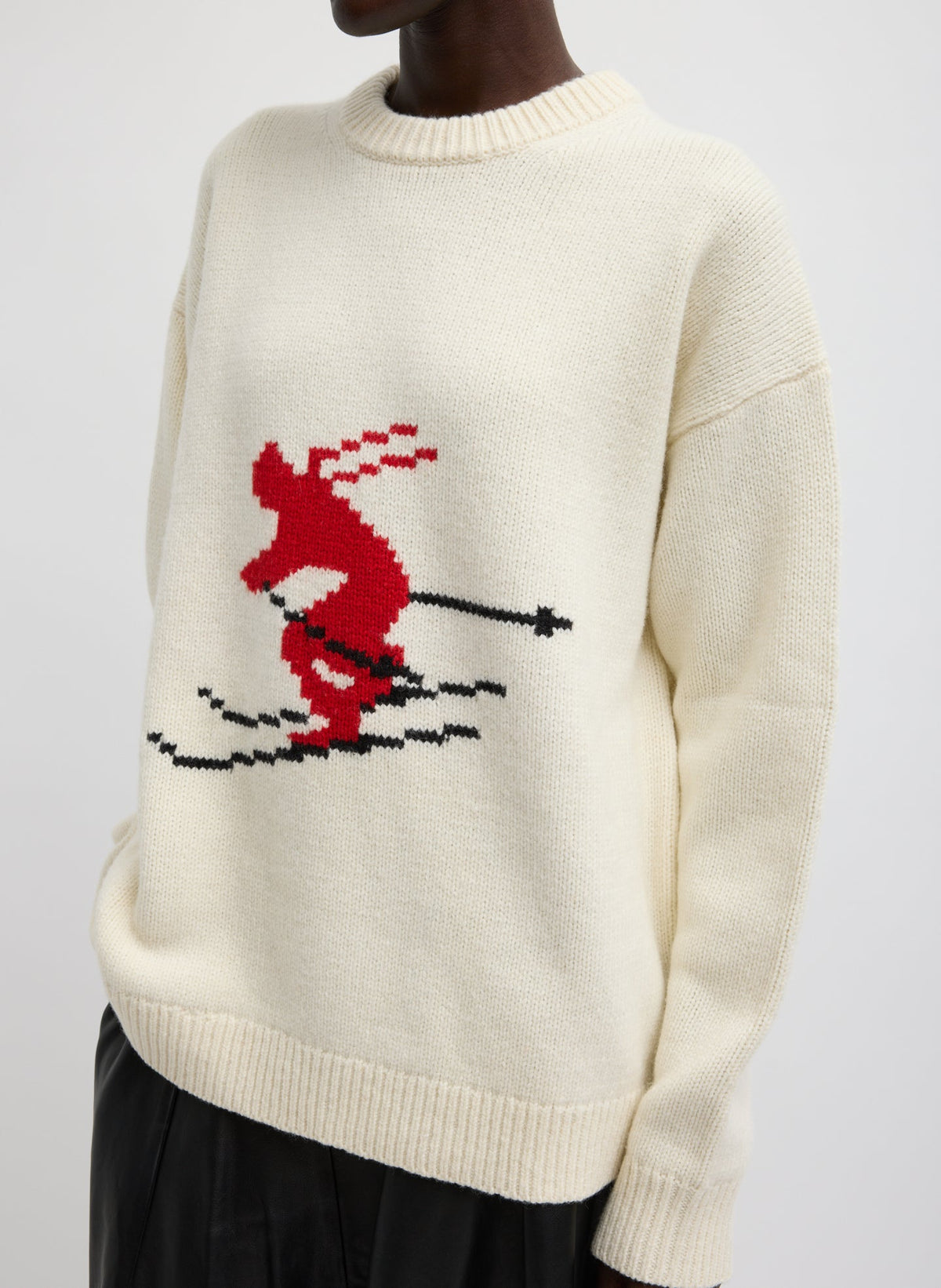 Tibi Soft Wool Ski Easy Pullover Crewneck Sweater