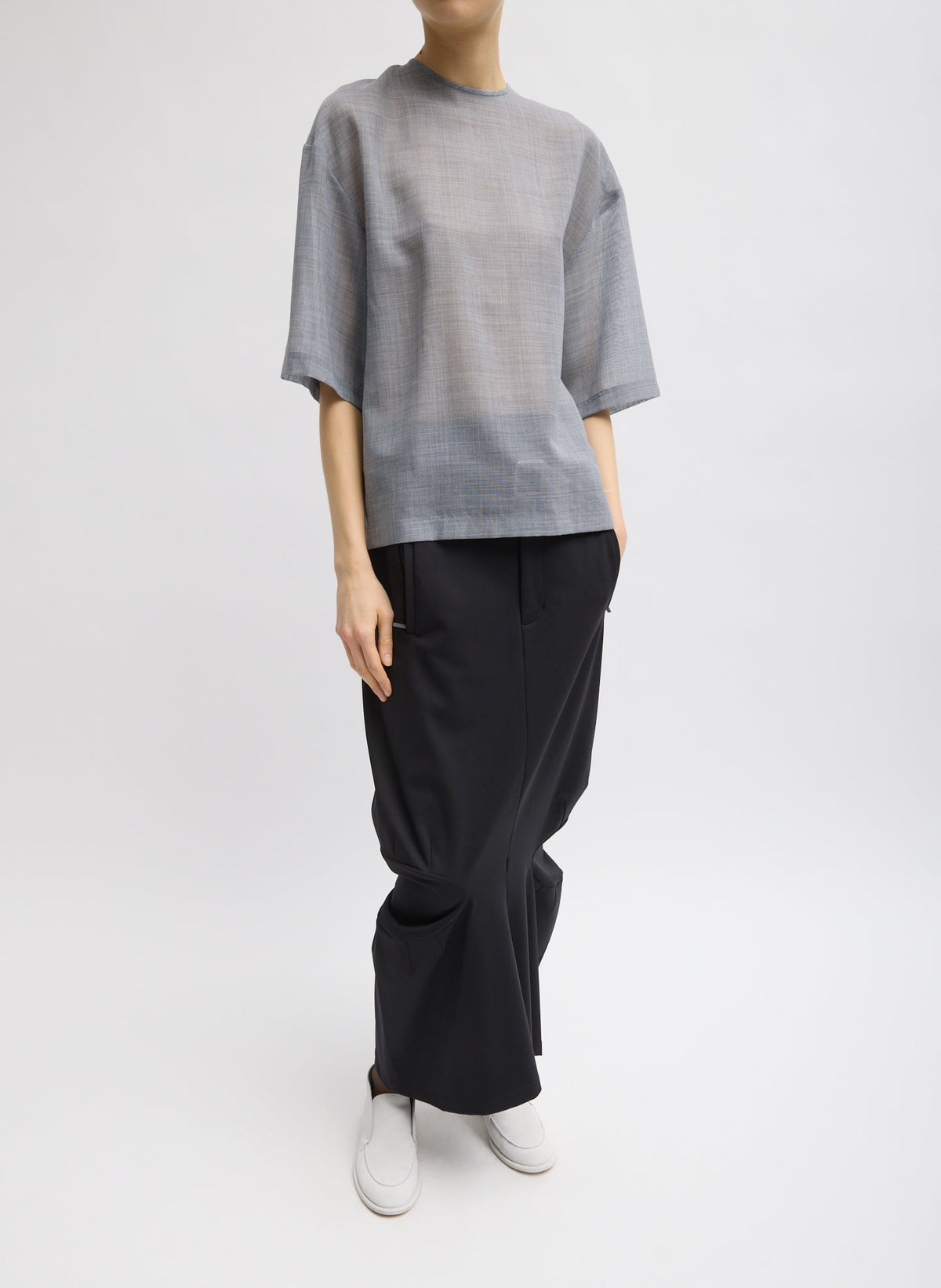 Tibi Sheer Wool Gauze Easy T-Shirt