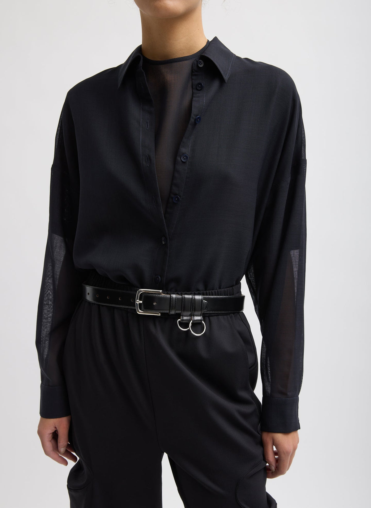 Tibi Sheer Wool Gauze Oversized Shirt